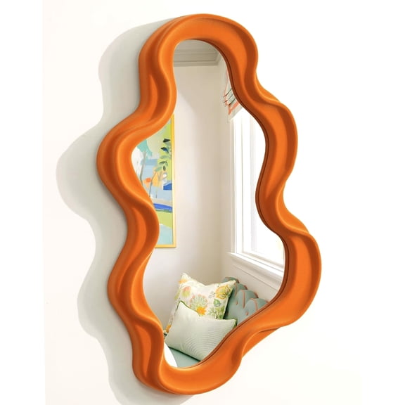 Small Decorative Mirror for Girly Bedroom Dresser Decor, Vivid Cloud-Orange