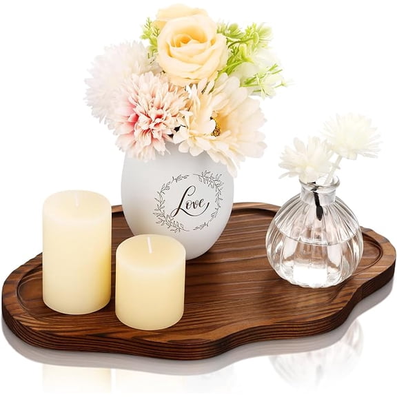 Small Decorative Tray Wood Decorative Serving Tray for Candles Perfume, Cloud Wooden Jewelry Tray Trinket Dish, Wooden Trays for Coffee Table Home Decor