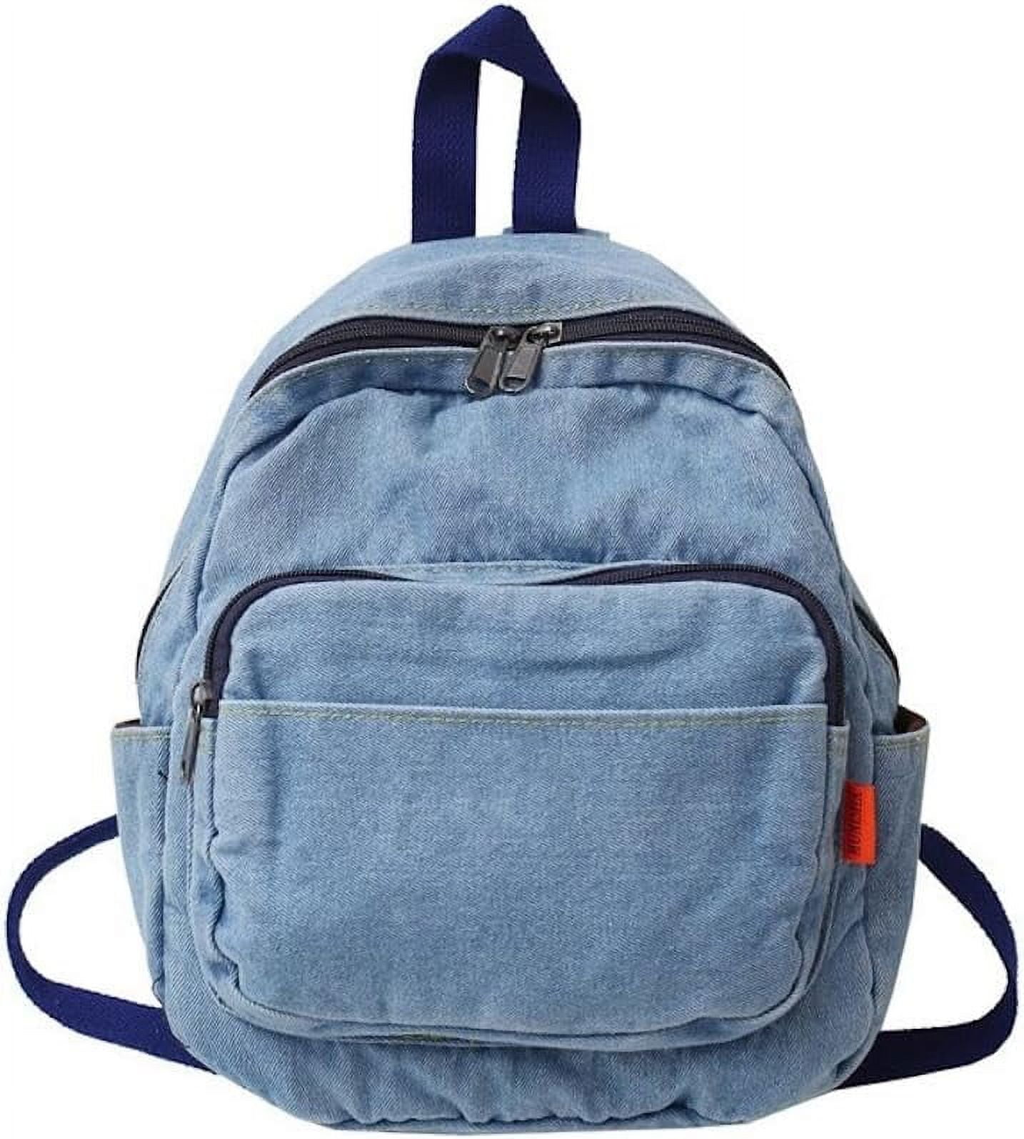 Small Denim Backpack for Women Vintage Aesthetic Backpack 