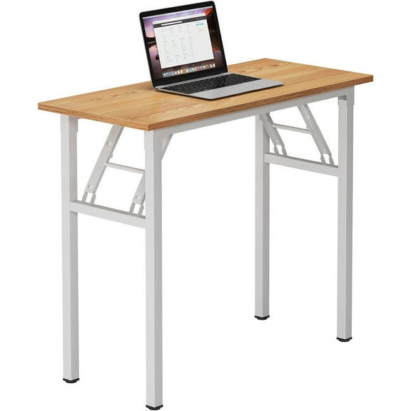 Small Desk 31 1/2" No Assembly Foldable Writing Table,Sturdy and Heavy Duty Folding Computer Desks for Small Space/Home Office/Dormitory AC5BW(80 * 40)