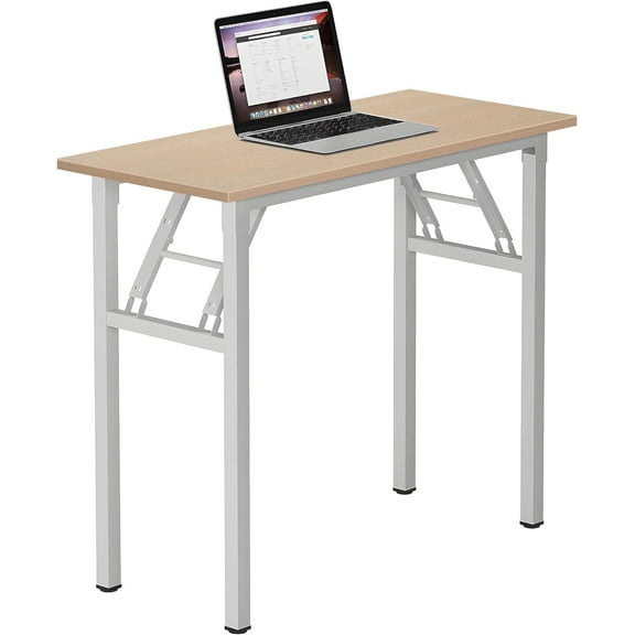 Small Desk, 31.5 x 15.7 Inches No Assembly Foldable Writing Table,Sturdy and Heavy Duty Folding Computer Desks for Small Space/Home Office/Dormitory AC5AW(80 * 40)