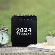 Small Desk Calendar 2024, 2024 Daily Planner Desktop Calendar Mini Daily Schedule Twin-Wire Binding with Stickers for Home Office Schoo