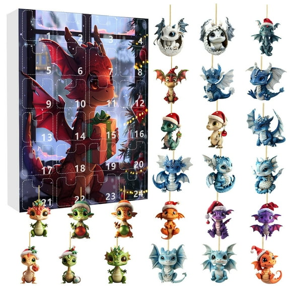Small Desk Calendar 2025 Christmas Advent Calendar 2024 24 Days Christmas Countdown Calendar with 24 Acrylic Dragon Baby Pendant Christmas Decorations Fmlxio Clearance Under $5 Multicolor