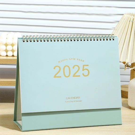 Small Desk Calendar 2025, Standing Desktop Calendar 2025(January 2025-December 2025), Academic Year Flip Desk Calendars with 234 Stickers and US Holidays Marked (Cyan Blue)
