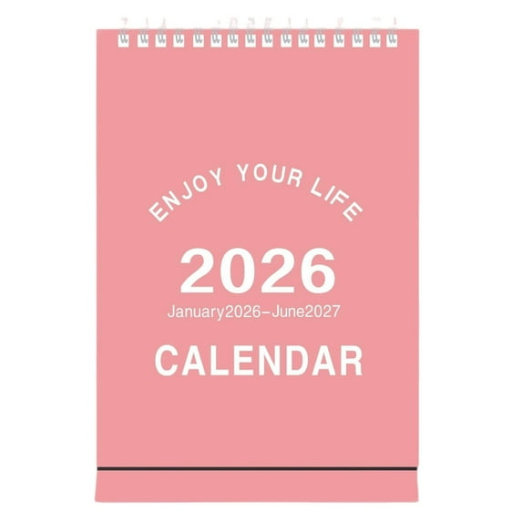 Small Desk Calendar 2026-2027, Mokani Standing Desktop Calendar (Jan.2026-Jun.2027), Academic Flip Calender with Stickers & US Holidays Marked (6"x4"),Spring-Bound Stand-Up Desk Calendar