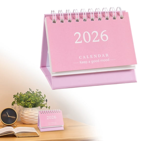 Small Desk Calendar 2026 Mini Calendar Standing Flip Desktop Calendar 2026 Metal Ring Binding,Cute Desk Calendar Compact Size for Home Office,Monthly And Yearly Desktop Planner Standing Desk Calendar