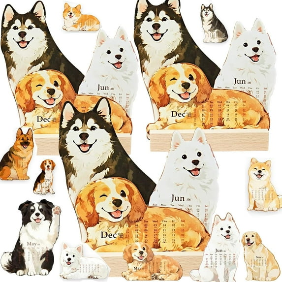Small Desk Calendar 2026, Mini Dog Desktop Calendar 2026 With Wooden ...