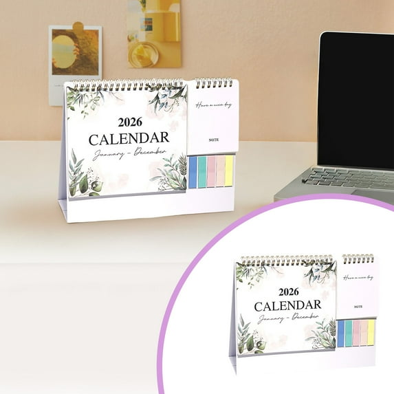 Small Desk Calendar 2026,Small Flip Calendar Standing Office Desktop - From Jan to Dec 2026,Small Desktop Monthly Calendar 2026 with Writing Notepads and Sticky Notes for Office Home(B)