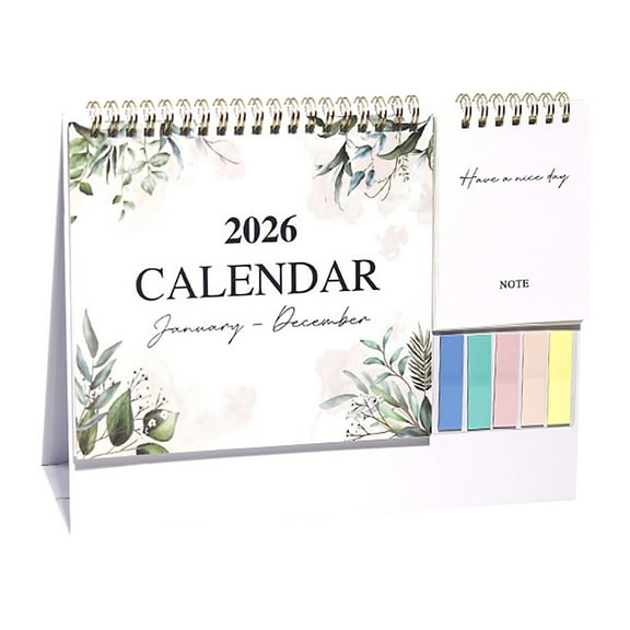 Small Desk Calendar 2026, Standing Flip Calendar with Sticky Notes & Memo Pages, 12-Month Planner, Thick Paper Floral Design for Home, Office & School, B