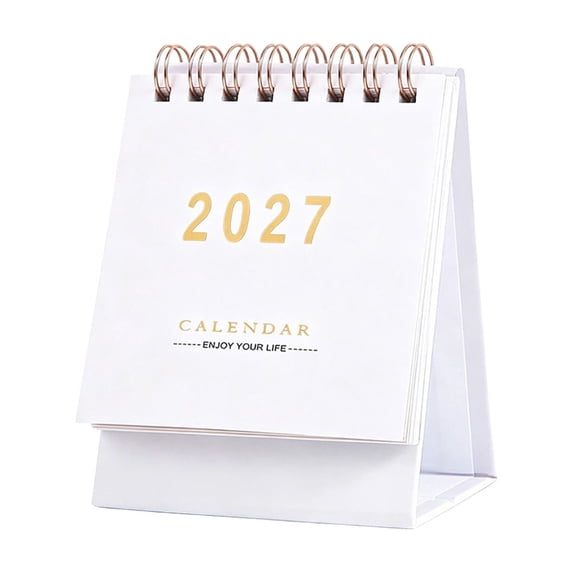 Small Desk Calendar 2027, Compact Desktop Design with Foldable Stand, Modern English Monthly Calendar for Office Home Study, Paper Desk Decor, Practical Gift for Colleagues, Students, Family