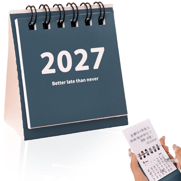 Small Desk Calendar 2027, Desk Planner Calendar 2027, Compact Desktop Date Calendar with Writable Paper Pages for Work Study and Home Use