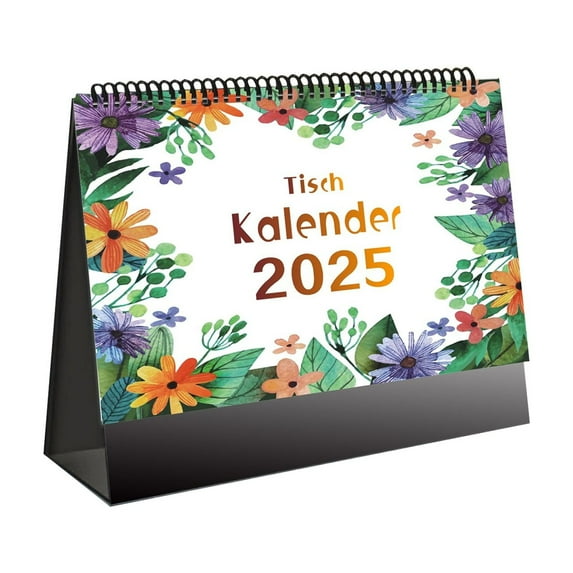 Small Desk Calendar Floral Desktop Standing Calendar, Horizontal Gold Coils Binding Calendar Monthly Flip Schedule For Home Classroom (from 25.1 To 26.6)