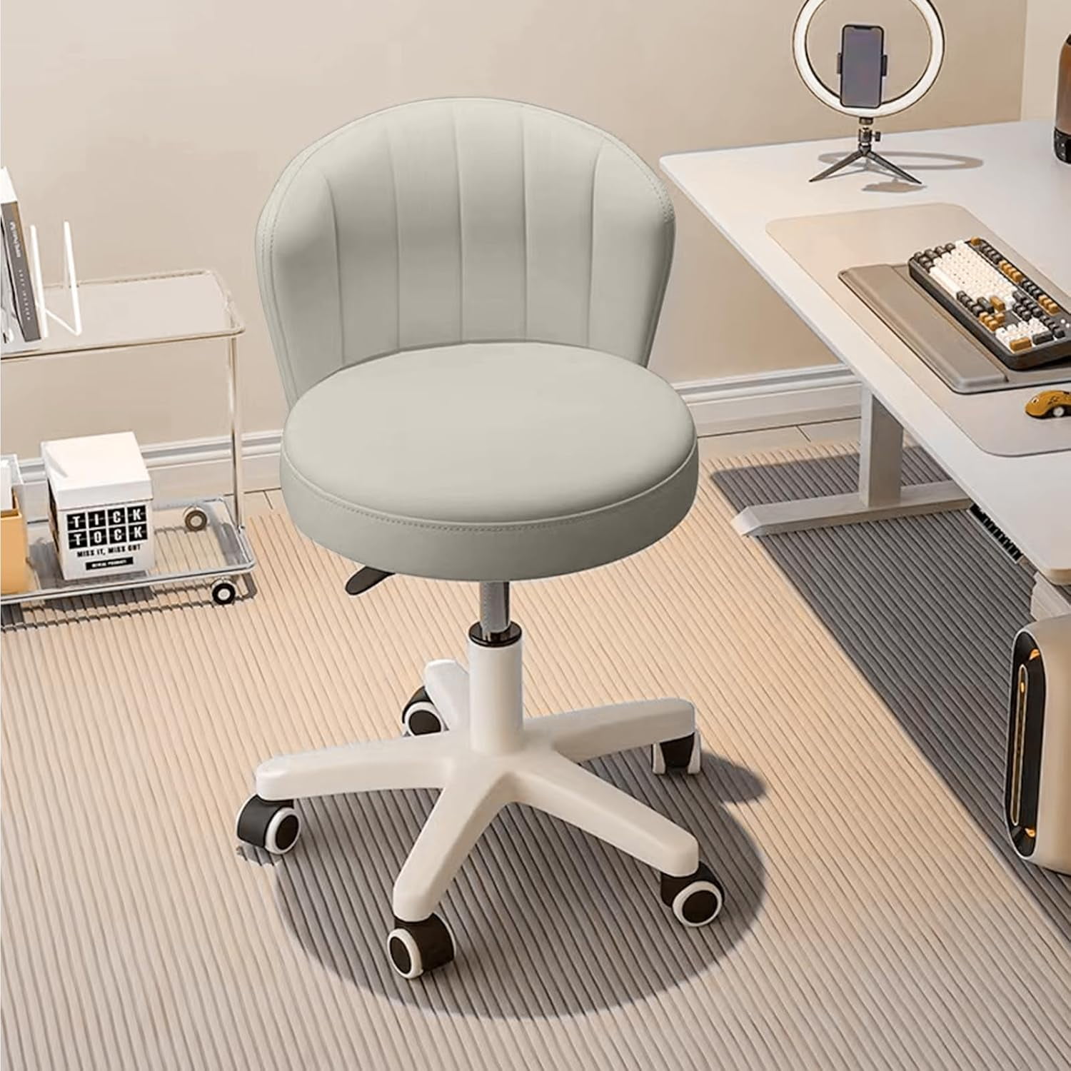 Desk Chair Round Back Leather Chair Small Desk Chair Round Rolling