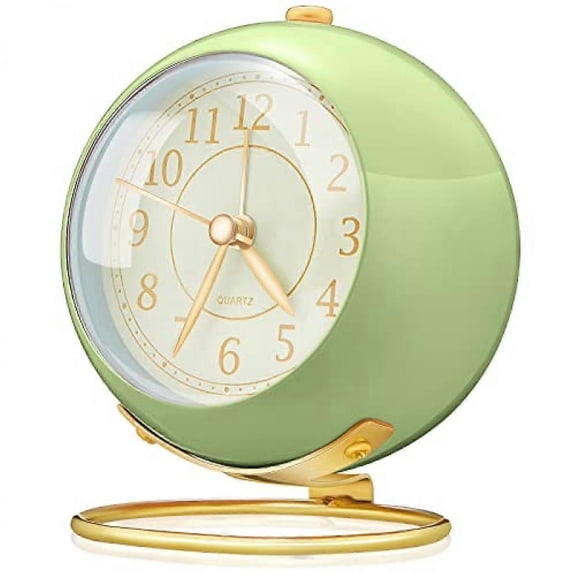 Small Desk Clocks Classic Non-Ticking Tabletop Alarm Clock Vintage Glass Decorative Desk Clocks Battery Operated Desk Clock for Bedroom Living Room Ki