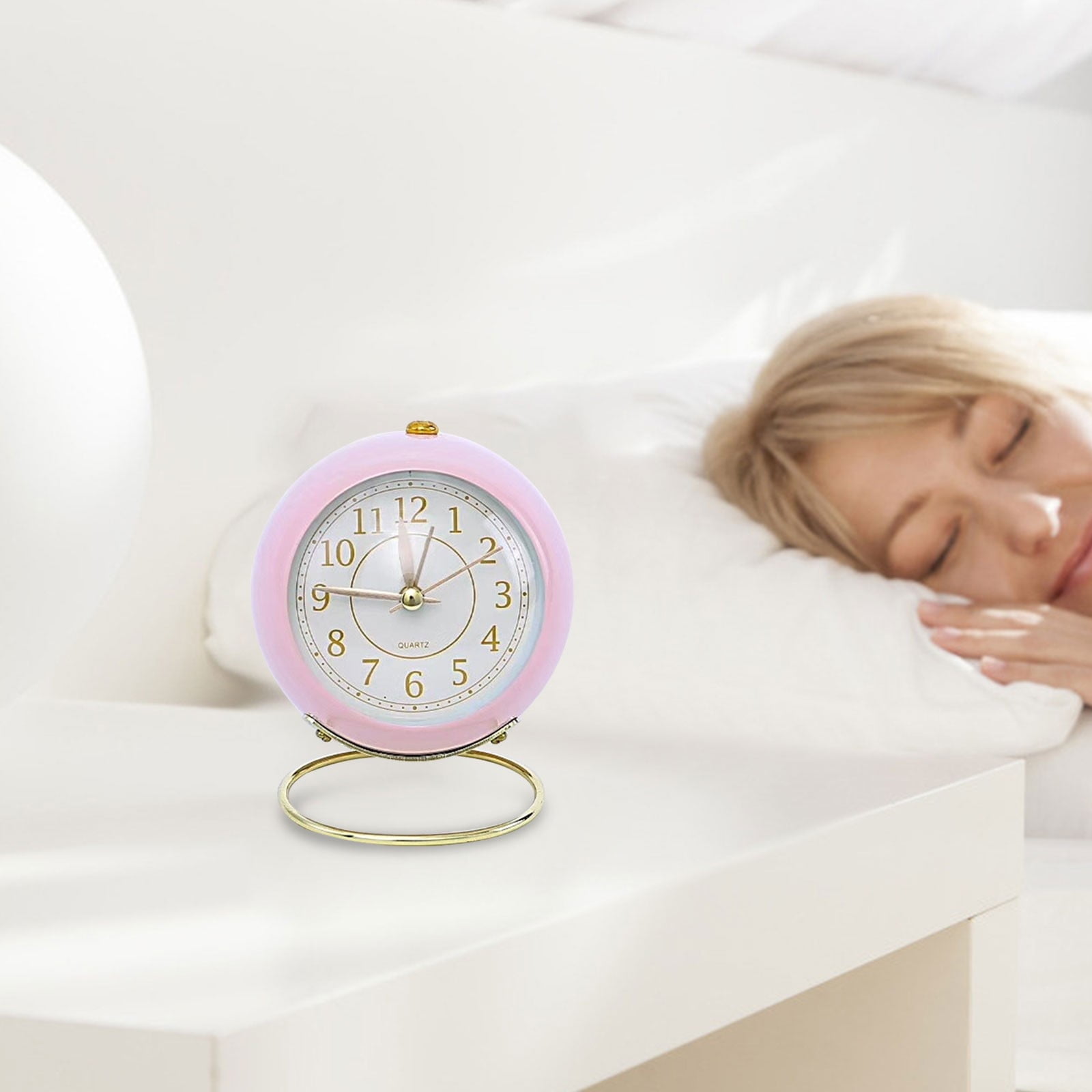 Small Desk Clocks For Shelf Bedroom Office, Table Alarm Clocks, Gold ...