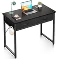 thumbnail image 1 of Small Desk with Fabric Drawers- for Bedroom, Vanity Desk with Storage, Home Office Computer Desk for Small Spaces, 32 Inch Modern Work Writing Study Table,Black, 1 of 16