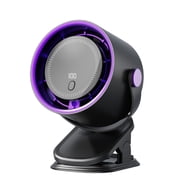 Small Desk Fan Battery Powered Headaches for Office Bedroom Sleep Living Room Table Top Wall Hanging Kitchen Travel Camping 4-Speed 360 Rotation,Purple Grey