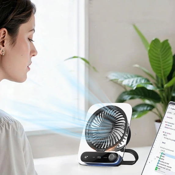 Small Desk Fan Quiet,6.8x5.5x1.6inch Wall Mounted or Standing Portable Fan,199 Level High Wind Speed,Small Fans for Bedroom Home Office,Travel Essentials