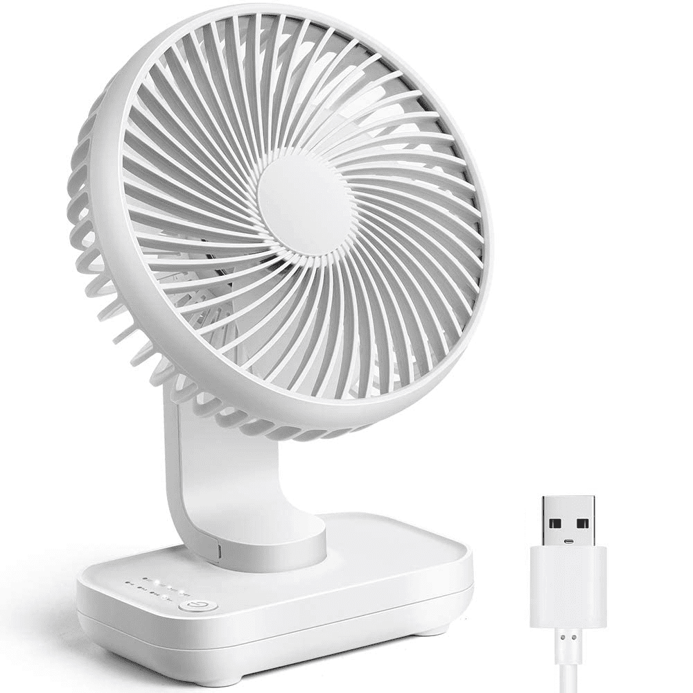 Small Desk Fan, Quiet Portable Fan, Rechargeable Battery Operated