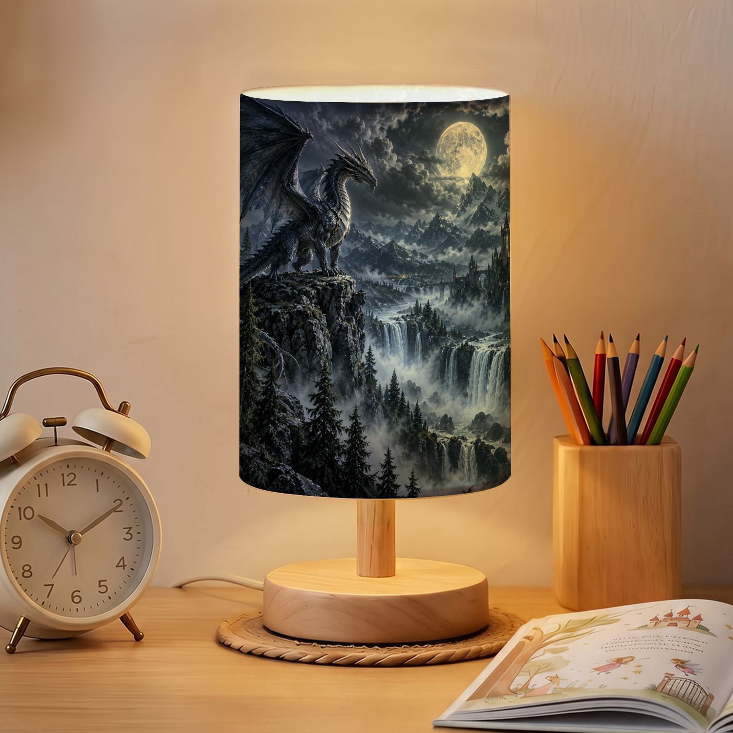 Small Desk Lamp Dragon Mountain Cliff Dimmable 16 Color Table Lamp ...