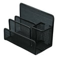 thumbnail image 1 of Small Desk Pen Holder Mail Organizer Black Mesh File Letter Holder with 3 Compartments Drawer Metal Mesh Desktop Storage, 1 of 10