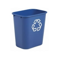 Small Deskside Recycling Container, Rectangular, Plastic, 13.625Qt, Bl