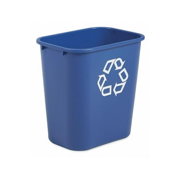 Small Deskside Recycling Container, Rectangular, Plastic, 13.625Qt, Bl