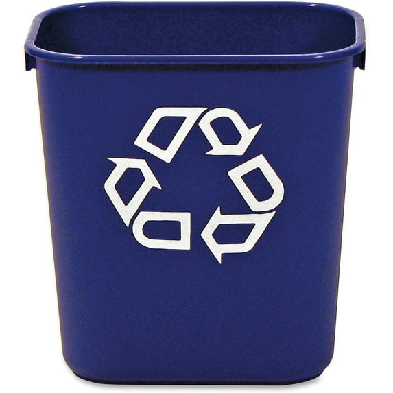 Rubbermaid Commercial FG295573BLUE 13.63 Quart Plastic Rectangular Deskside Recycling Container - Small, Blue