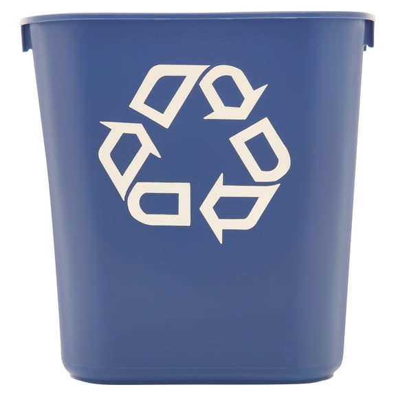 Rubbermaid Commercial FG295573BLUE 13.63 Quart Plastic Rectangular Deskside Recycling Container - Small, Blue