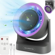 Desk Fan with LED Light and Remote Control, Smart Digital Display Quite Air Circulator Fan with 5 Speeds high air-flow ,Portable USB Fan Table Desktop Fan,Small Wall-Mounted Personal Cooling Fan for