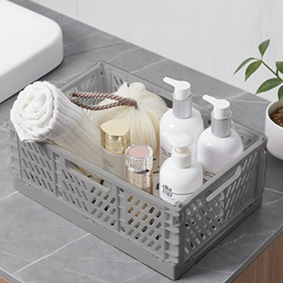 Small Desktop Folding Basket Snack Stationery Sorting Storage Box Cosmetics Fruit Container for Office Home Desk Plastic Bin