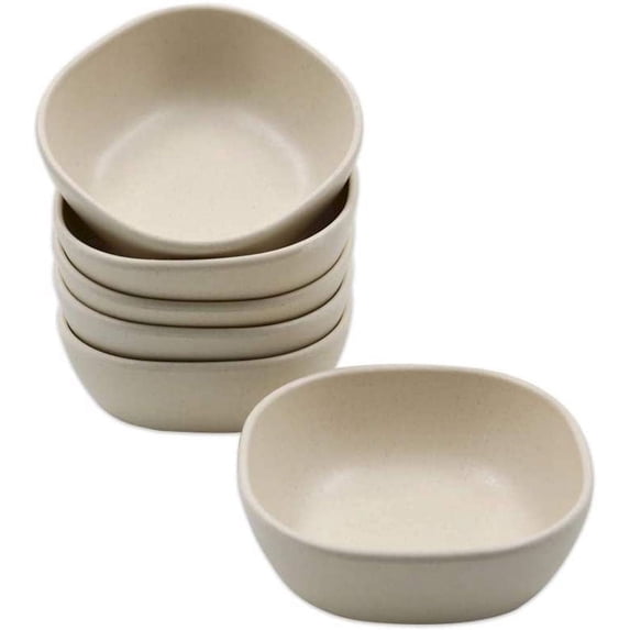 Small Dessert Bowls, Yoaney 6PC Mini Stackable Dessert Bowls Prep Bowls Unbreakable Stackable Design for Side Dishes Condiments Snacks, Beige 130Ml