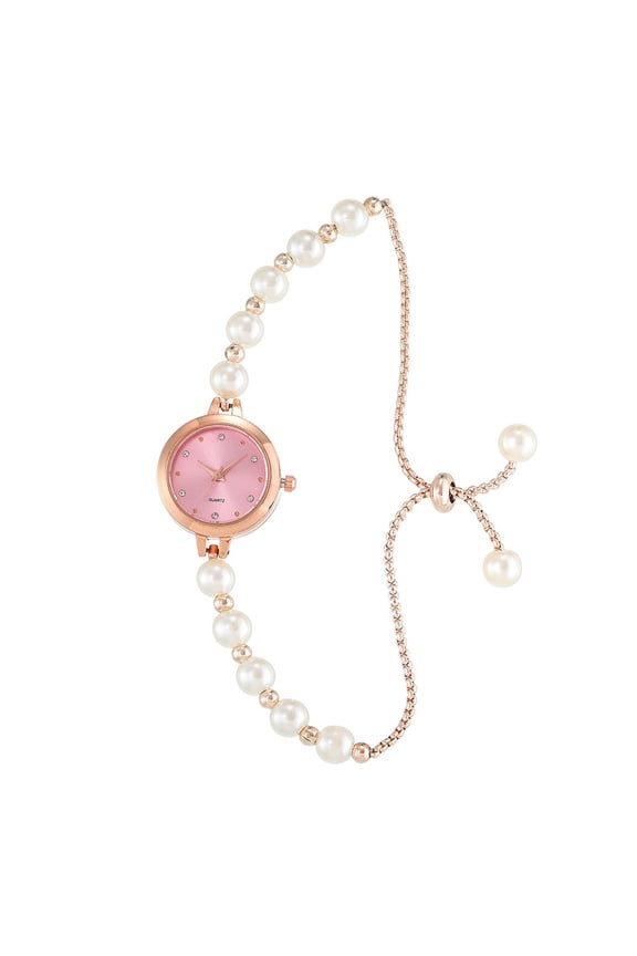 Small Dial Pearl Slim Adjustable Bracelet Quartz Watch