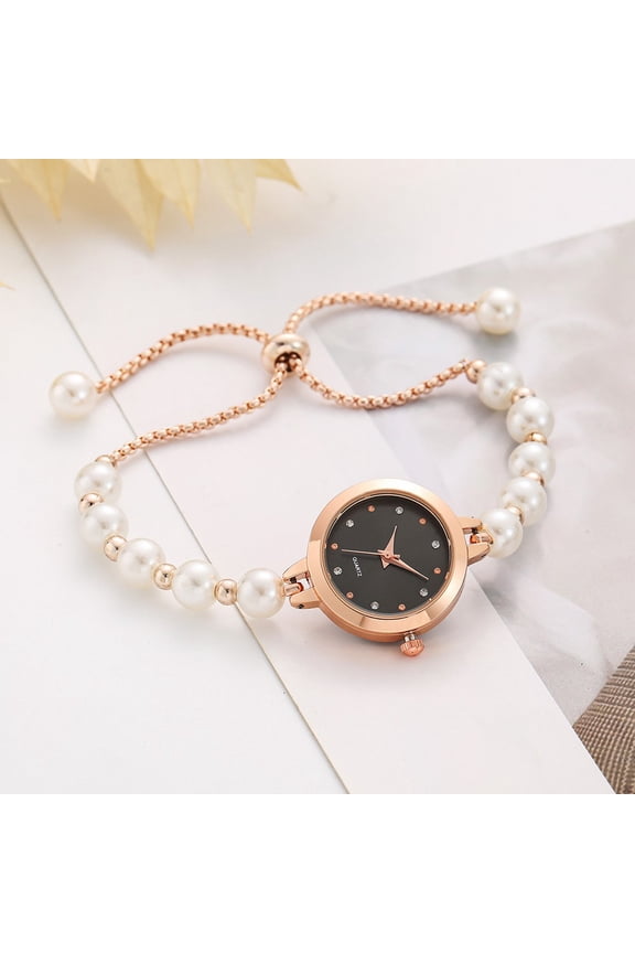 Small Dial Pearl Slim Adjustable Bracelet Quartz Watch