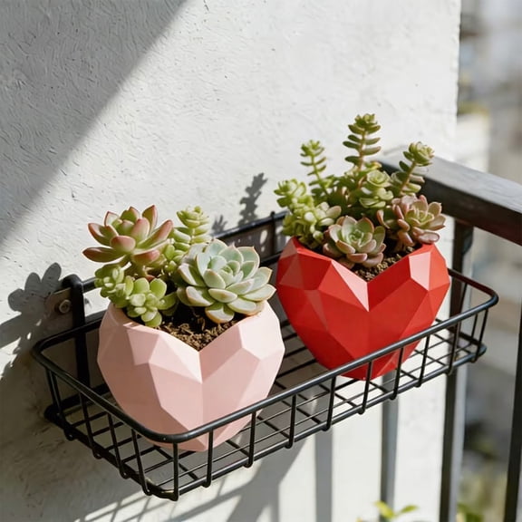 Small Diamond Heart Shape Planter for Small Plants 3D Printed Mini Geometric Heart Flower Pot for Indoor Home Office Desktop Decor