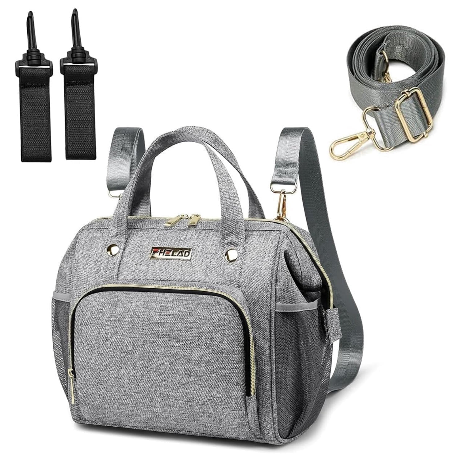DEFAHN Small Diaper Backpack, Waterproof Crossbody Bag, Tote Bag  for Travel, Gray