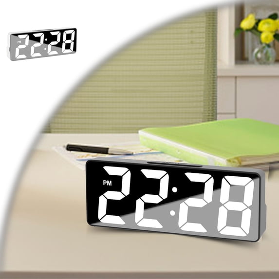 Small Digital Alarm Clock for Bedroom with Large Big Numbers , Electric Bedside Desk Clock with USB Charging Port, Brightness Dimmer, Adjustable Alarm Volume, USB-C Adapter Powered