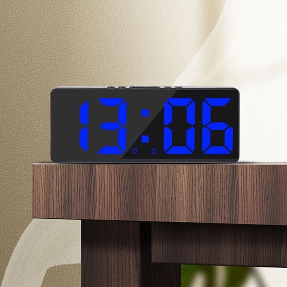 Small Digital Alarm Clock for Desk, Plug in Electric Large Numbers Clock Battery Backup for Bedrooms, Loud for Heavy Sleepers - Slim Clock for Table Office Modern Living Room