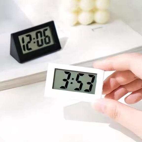 Vensio-Small Digital Alarm Clock Silent Non-Ticking LCD Desk Timepiece with Battery Backup Black