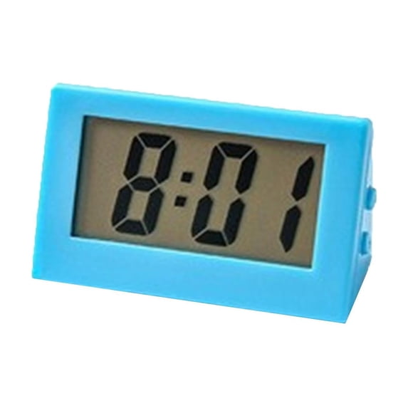 Small Digital Alarm Clock with Battery Operated Simple Display, Compact Size, Blue, for Student and Teens