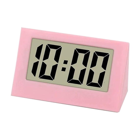 Small Digital Alarm Clock with Battery Operated Simple Display, Pink Compact Design, for Bedside Table Or Dorm Room