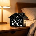thumbnail image 1 of Small Digital Alarm Clock with LED Display, House Shaped Nightlight, Snooze Function & Battery Backup, 1 of 6