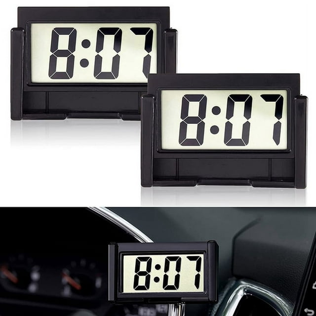 Small Digital Car Dashboard Clock Battery Operated LCD Time Display