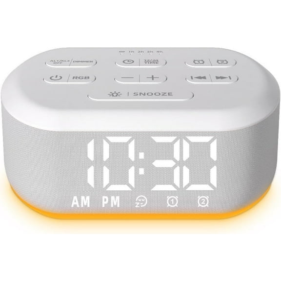 Small Digital Clock for Bedrooms Sound Machine with 30 Sound Plug in Bedside Clock with Night Light Noise Machine Backup 15 Wake up Sound Clock for Teen Heavy Sleeper Snooze