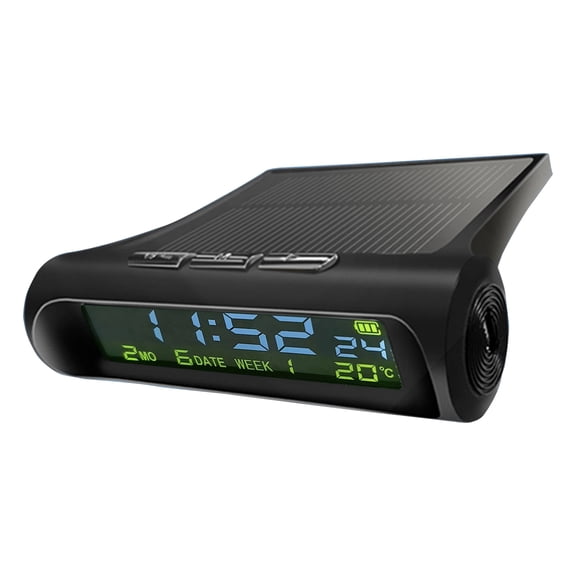 Small Digital Clock,Solar Car Dashboard Clock Rechargeable, Car Truck Dashboard Time Date Temperature Display