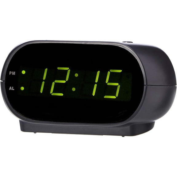 Small Digital Oval Alarm Clock with LED Display, Nightlight, Snooze Function & Battery Backup, 4.5 x 3.5 x 2.4 Inches