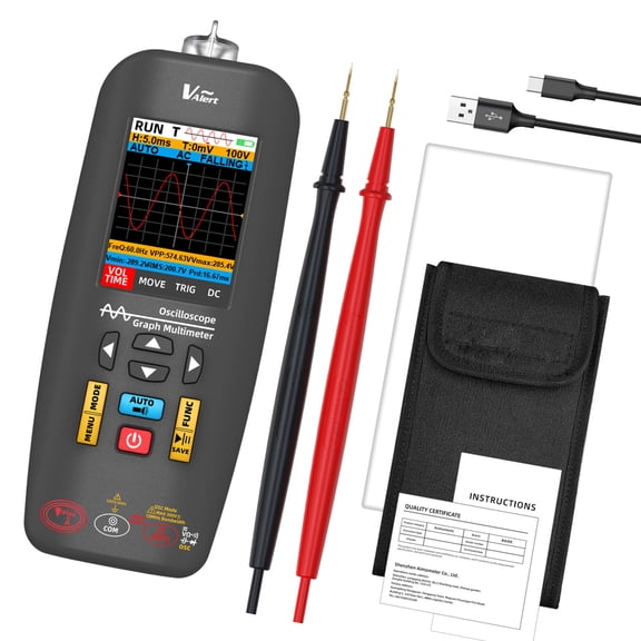 Small Digital Storage Oscilloscope & Auto Ranging Multimeter with Flexible Current Clamps Support 64K Record Length
