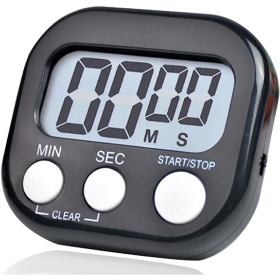Small Digital Timer for Kitchen Cooking Baking Sports Office Meeting Multi-Function Count Up Countdown Magnetic Backing and ON/Off Switch Desk Electronic Timer (Black)