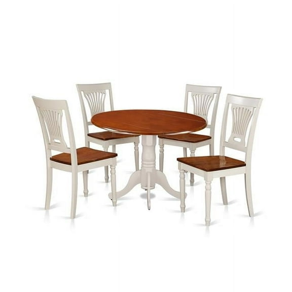 Small Dining Set - Table & 4 Chairs, Buttermilk & Cherry - 5 Piece