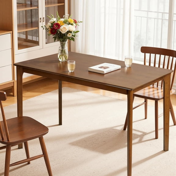 Small Dining Table, 43 Inch Rectangular Solid Wood Kitchen Table for Small Space, Easy Assembly, Dining Room Table for Home, Apartment, Office, Walnut